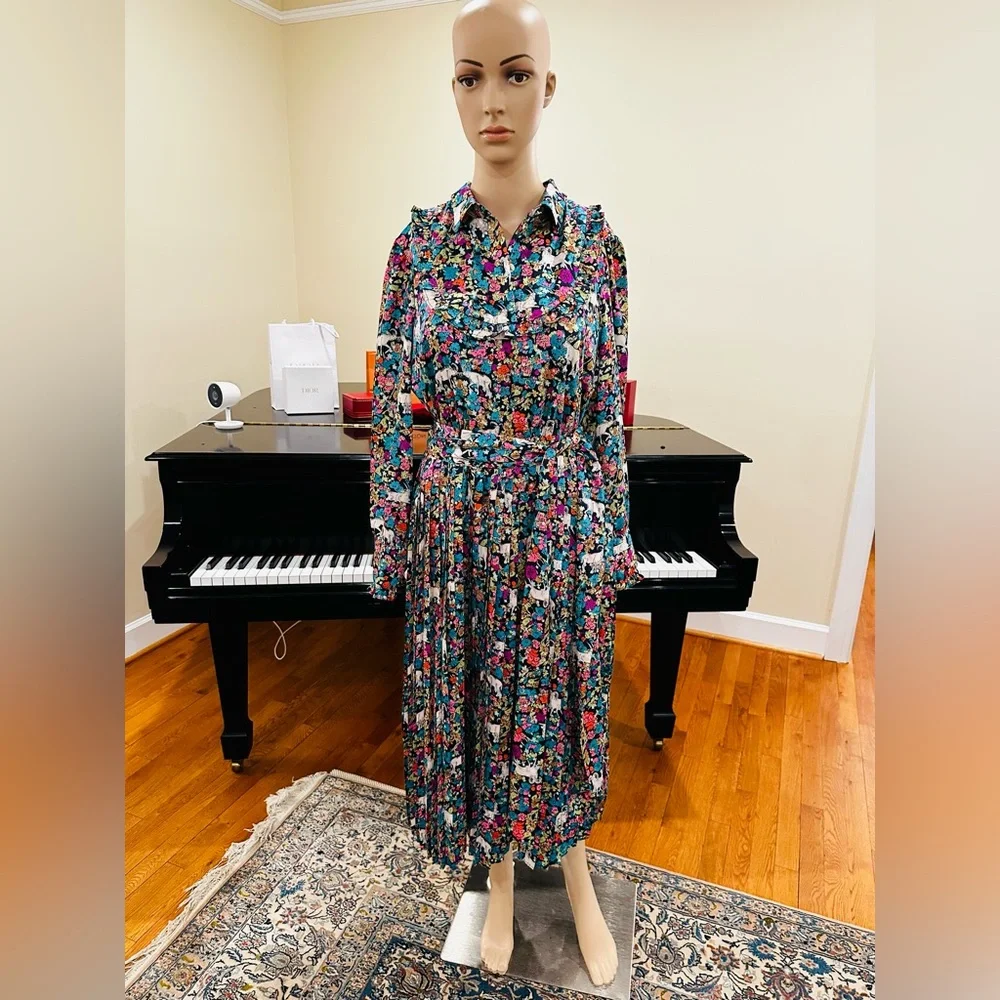 NWT Spring Summer Minimalist Retro J. Crew Animal Floral Print Dress - Picture 7 of 17